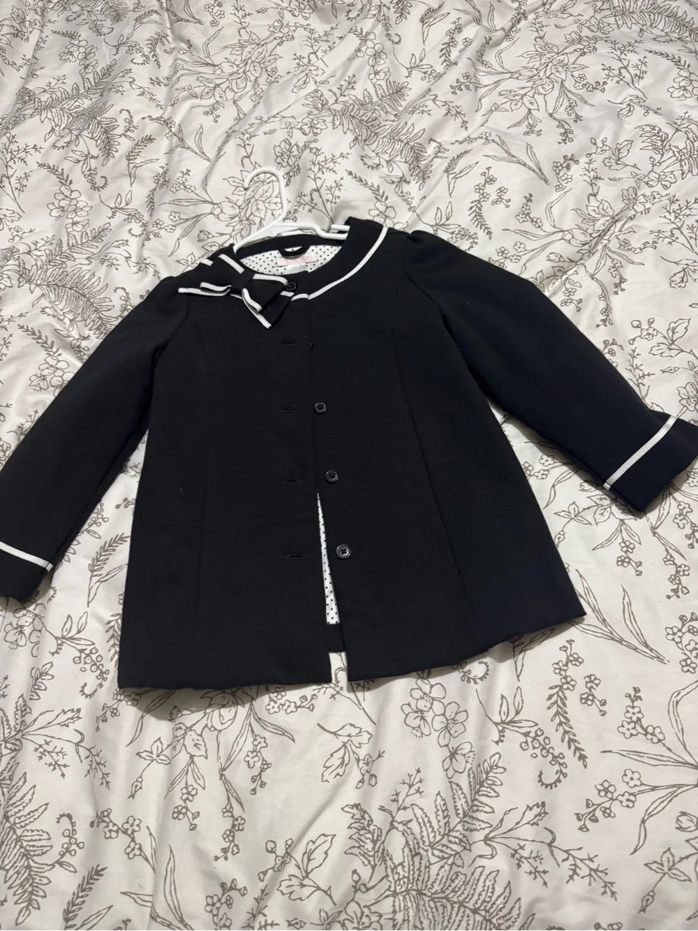 Janie and Jack Black & Cream Knit Cardigan, Jacket, Skirt & Hat Set